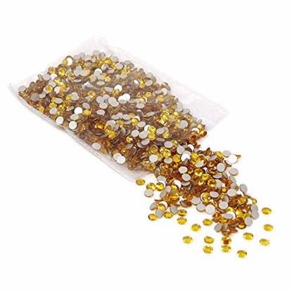Picture of Honbay 1440PCS 5mm ss20 Sparkly Round Flatback Rhinestones Crystals, Non-Self-Adhesive (Golden)