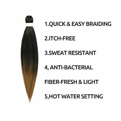 Picture of Pre-Stretched Braiding Hair Extensions Mix Ombre - 30 inch 8 Packs Synthetic Crochet Braids, Natural Easy Braid Crochet Hair, Hot Water Setting Professional Soft Yaki Texture (30 inch,#T27)