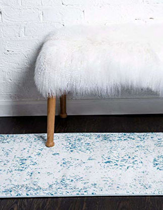 Picture of Unique Loom Sofia Collection Traditional Vintage Runner Rug, 2' x 13', Light Blue/Navy Blue