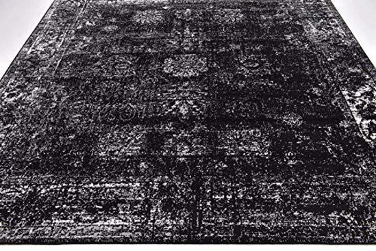 Picture of Unique Loom Sofia Collection Traditional Vintage Square Rug, 8', Black/Ivory