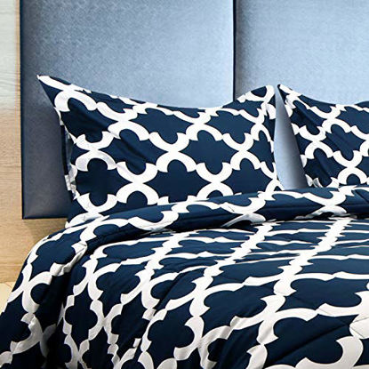 Picture of Utopia Bedding Printed Comforter Set (Full, Navy) with 2 Pillow Shams - Luxurious Brushed Microfiber - Down Alternative Comforter - Soft and Comfortable - Machine Washable