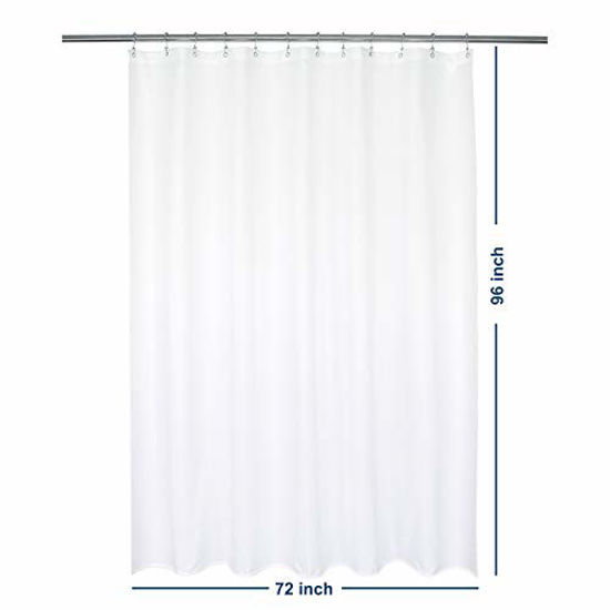 Getuscart Waterproof Fabric Shower Curtain Or Liner 72 W X 96 H Extra Long Hotel Quality Machine Washable White For Bath Tub 72x96 Inches