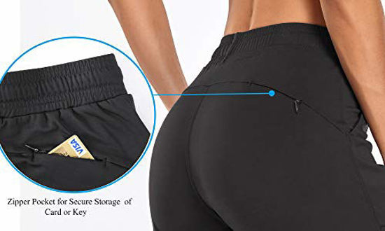 Oalka Women's Joggers High Waist Yoga Pockets Sweatpants Sport Workout  Pants Drawstring Charcoal S