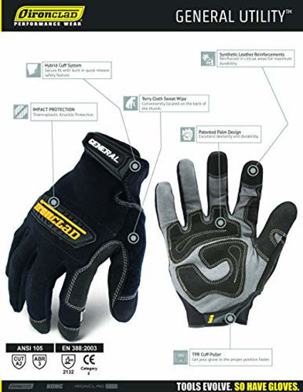 Picture of Ironclad General Utility Work Gloves GUG, All-Purpose, Performance Fit, Durable, Machine Washable, (1 Pair), Large - GUG-04-L