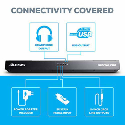 Picture of Alesis Recital Pro - Digital Electric Piano / Keyboard with 88 Weighted Hammer Action Keys, 12 Premium Voices and Built in Speakers