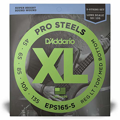 Picture of D'Addario EPS165-5 5-String ProSteels Bass Guitar Strings, Custom Light, 45-135, Long Scale