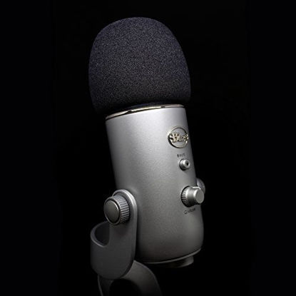 Picture of Foam Windscreen for Blue Yeti Microphone - Pop Filter made from Quality Sponge Material that Filters Unwanted Recording and Background Noises - Black Color