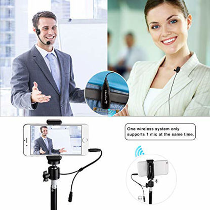 Picture of Wireless Microphone System, KIMAFUN 2.4G Wireless Headset and Lavalier Lapel Microphones For iPhone, Android Phone, Laptop and Speaker, designed for Teaching, Recording, Vlog, Broadcast, G102-3