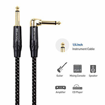 Picture of Cable Matters 2 Pack 1/4 Inch TS Straight to Right Angle Guitar Cable, 1/4 Instrument Cable - 6 Feet