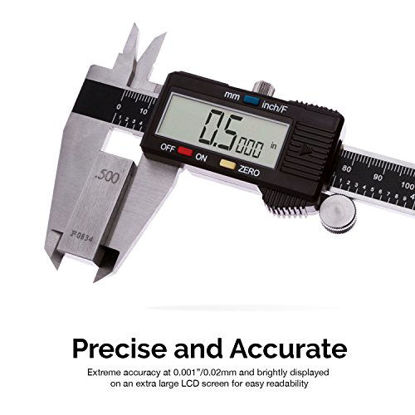 Picture of Neiko 01407A Electronic Digital Caliper Stainless Steel Body with Large LCD Screen | 0 - 6 Inches | Inch/Fractions/Millimeter Conversion,Silver/Black