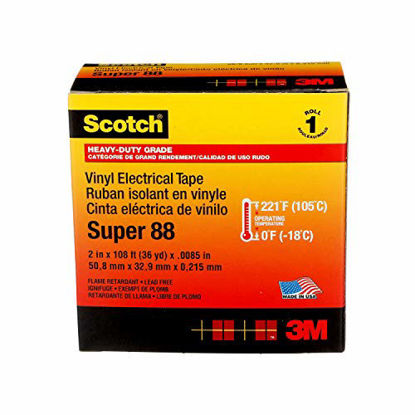 Picture of 3M Scotch Vinyl Electrical Tape Super 88, 2 in x 36 yd (108 ft), Long Roll, Black, 1 roll