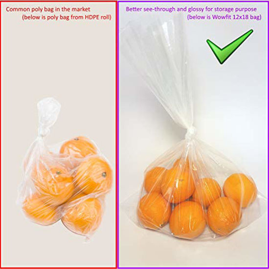 Picture of Wowfit 100 CT 18x24 inches 1 Mil Clear Plastic Flat Open Poly Bags Great for Proving Bread, Dough, Storage, Packaging and More (18 x 24 inches)