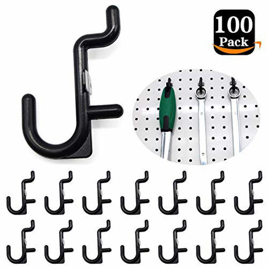 GetUSCart- Pegboard Hooks 100-packs J Shape Peg Hooks Black Peg