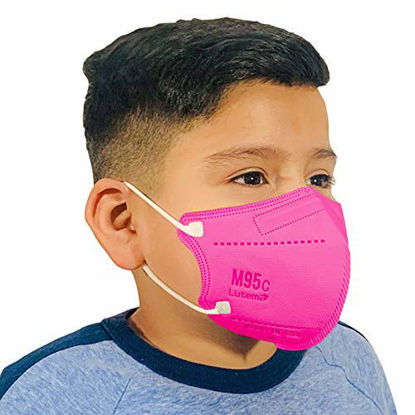 Picture of M95c FDA Premium Filtration 5-Layer Face Mask 5-Ply Disposable Kids Design Made in the USA 10 Pack (10, Hot Pink)