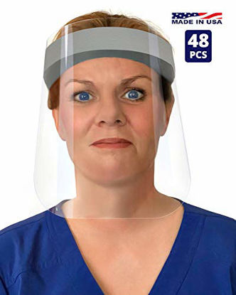 Picture of [48 Pack] Made in The USA Safety Reusable Face Shields Full Face Protection with Anti-Fog Anti-Static and Hypoallergenic Foam, Unbranded