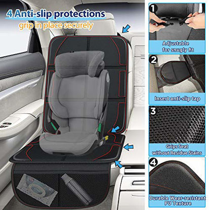 Picture of Gimars XL Thickest EPE Cushion Car Seat Protector Mat [1 Pack], Large Waterproof 600D Fabric Child Baby Seat Protector with Storage Pockets for SUV, Sedan, Truck, Leather and Fabric Car Seat