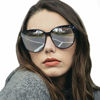 Picture of LVIOE Cat Eyes Sunglasses for Women, Polarized Oversized Fashion Vintage Eyewear for Driving Fishing - 100% UV Protection (Black Frame/Silver Mirrored Lens Cat Eyes Oversized, Silver Mirror)