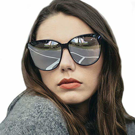 Black frame silver mirror sunglasses outlet