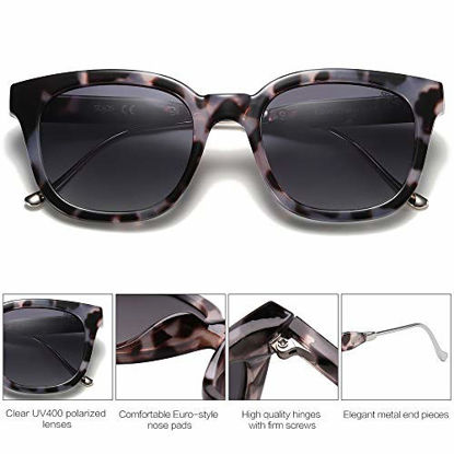 Picture of SOJOS Classic Square Polarized Sunglasses Unisex UV400 Mirrored Glasses SJ2050 with Black Tortoise Frame/Gradient Grey Lens