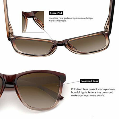 Picture of MEETSUN Polarized Sunglasses for Women Men Classic Retro Designer Style (Ombre Brown Frame / Gradient Brown Lens, 54)