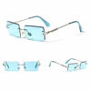 Picture of MINCL/Fashion Small Rectangle Sunglasses Women Ultralight Candy Color Rimless Ocean Sun Glasses (2pcs-purple&Ocean blue)