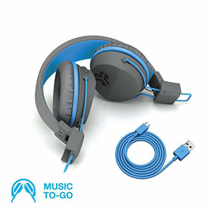Picture of JLab Audio Neon Bluetooth Folding On-Ear Headphones | Wireless Headphones | 13 Hour Bluetooth Playtime | Noise Isolation | 40mm Neodymium Drivers | C3 Sound (Crystal Clear Clarity) | Graphite/Blue
