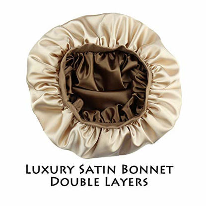 Picture of Alnorm Women Versatile Bonnet Wraps Satin Sleeping Cap for Chemo Patients Champagne