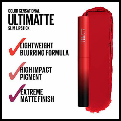 Picture of Maybelline Color Sensational Ultimatte Lipstick, Lightweight Comfortable Lip Color, Intense Color Pigment, Soft Powder, Matte Slim Lipstick