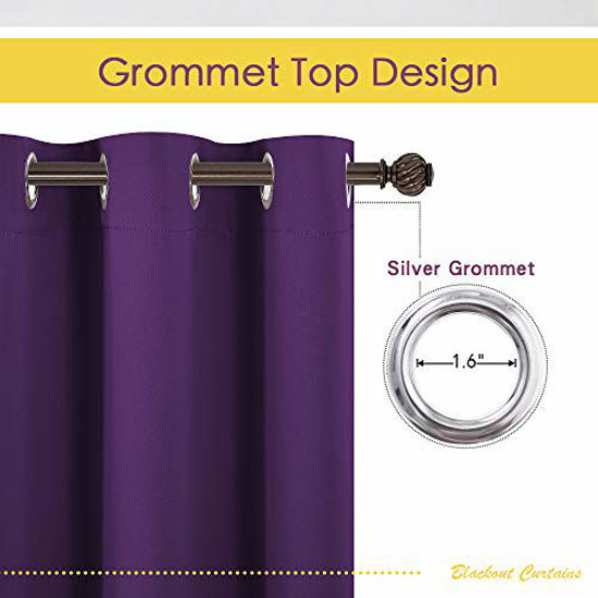 Picture of NICETOWN Blackout Curtain Panels for Kids Room, Triple Weave Home Decoration Thermal Insulated Solid Ring Top Blackout Curtains / Drapes (Set of 2, 42 x 54 Inch, Royal Purple)
