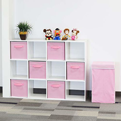 Picture of 6 Pack - SimpleHouseware Foldable Cloth Storage Cube Basket Bins Organizer, Pink (11" H x 10.75" W x 10.75" D)