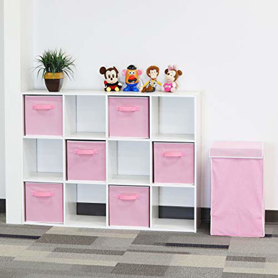 Picture of 6 Pack - SimpleHouseware Foldable Cloth Storage Cube Basket Bins Organizer, Pink (11" H x 10.75" W x 10.75" D)