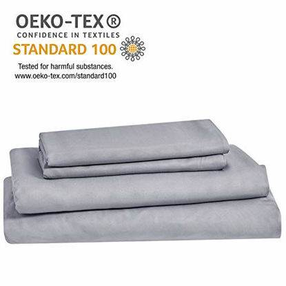 Picture of Bedsure 100% Bamboo Sheets Set Twin XL Light Grey - Cooling Bamboo Bed Sheets for Twin XL Size Bed with Deep Pocket 3PCScs
