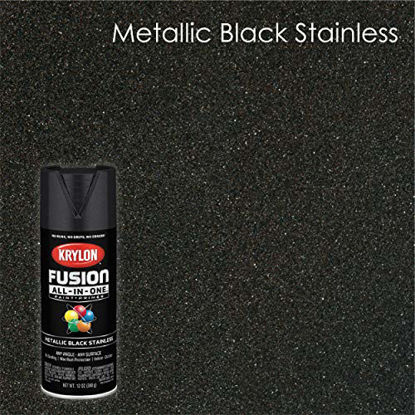 Picture of Krylon K02790007 Fusion All-In-One Spray Paint for Indoor/Outdoor Use, Metallic Black Stainless