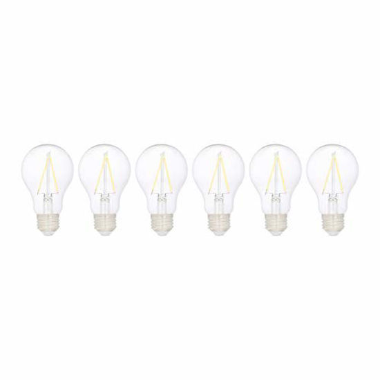 Picture of Amazon Basics 40W Equivalent, Clear, Daylight, Non-Dimmable, 10,000 Hour Lifetime, A19 LED Light Bulb | 6-Pack