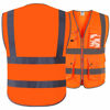 Picture of JKSafety 9 Pockets Class 2 High Visibility Zipper Front Safety Vest With Reflective Strips, Meets ANSI/ISEA Standards (Orange, XX-Large)