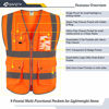 Picture of JKSafety 9 Pockets Class 2 High Visibility Zipper Front Safety Vest With Reflective Strips, Meets ANSI/ISEA Standards (Orange, XX-Large)