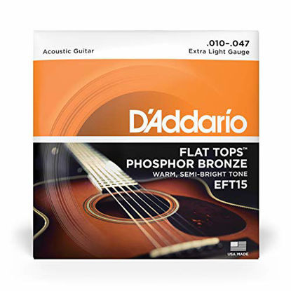 Picture of D'Addario EFT15 Flat Tops Phosphor Bronze Acoustic Guitar Strings, Extra Light, 10-47