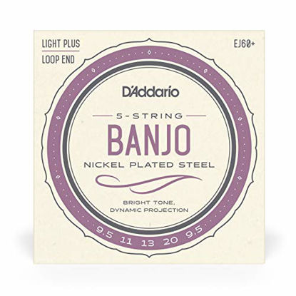 Picture of D'Addario EJ60+ 5-String Banjo Strings, Nickel, Light Plus, 9.5-20