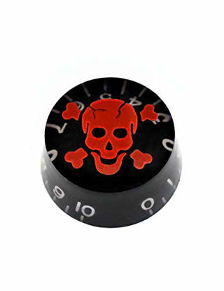 Picture of Metallor Electric Guitar Top Hat Knobs Speed Volume Tone Control Knobs Compatible with Les Paul LP Style Electric Guitar Parts Replacement Set of 4Pcs Skull Head.