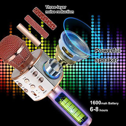 Picture of YOHIA Portable Handheld Karaoke Microphone for Kids, Hot Toy Gifts for Girls Teens, Wireless Bluetooth Mic for Android/iPhone/iPad