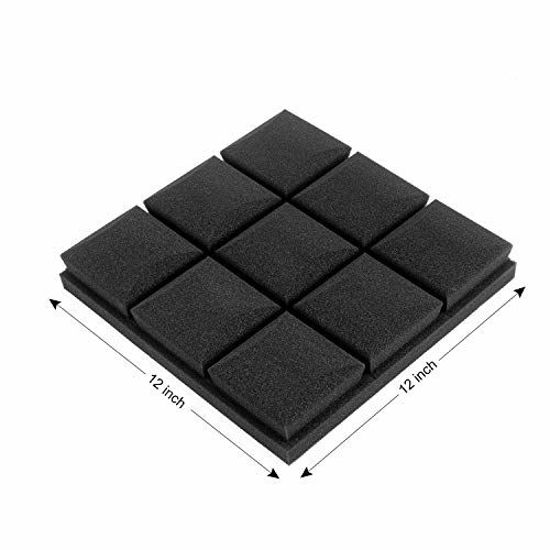 Top Quality Ideal for Home & Studio Sound Insulation 24 Pack Acoustic Foam Panels 2 X 12 X 12 Soundproofing Studio Foam Wedge Tiles Fireproof 24pack, Black 