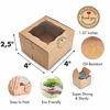 Picture of Premium 4x4x2.5 Inches Small Cookie Boxes with Window [50 Pack] - Extra Thick & Oil Resistant | Brown Bakery Boxes for Mini Cookies, Single Donut, Mini Bundt Cake, Dessert & Macaron!