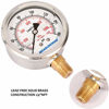 Picture of Meaureman Lead-Free Pressure Gauge, 2-1/2" Dial, Glycerin Filled, 0-160psi/kpa, Stainless Steel Case, 1/4"NPT Lower Mount