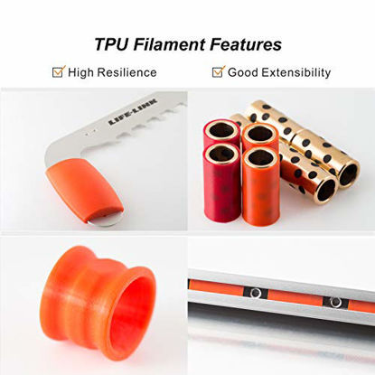 Picture of TPU Filament,Vacuum Sealed Flexible TPU Filament 1.75mm, Dimensional Accuracy +/- 0.05 mm, Orange 3D Filament TPU 1.75