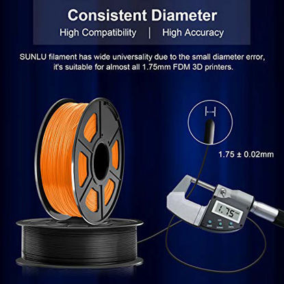 Picture of PLA+ 3D Printer Filament 1.75mm, SUNLU PLA Filament PRO, Dimensional Accuracy +/- 0.02 mm, 1 kg Spool, 1.75 PLA Plus, Orange