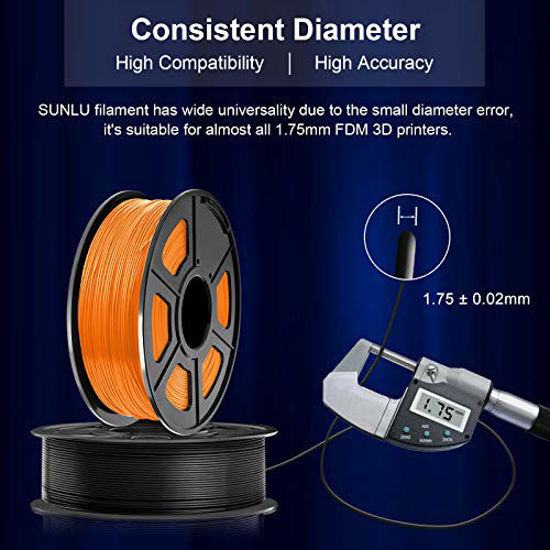 PLA+ 3D Printer Filament 1.75mm, SUNLU PLA Filament PRO, Dimensional  Accuracy +/- 0.02 mm, 1 kg Spool, 1.75 PLA Plus, Orange