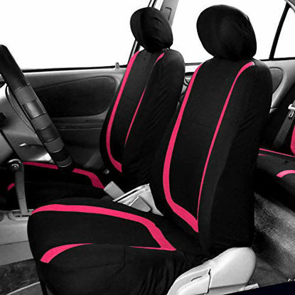 Picture of FH Group FB032PINK114 Pink Unique Flat Cloth Car Seat Cover (w. 4 Detachable Headrests and Solid Bench)