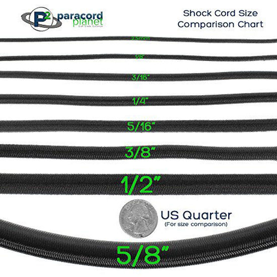 Picture of PARACORD PLANET Elastic Bungee Nylon Shock Cord 2.5mm 1/32", 1/16", 3/16", 5/16", 1/8, 3/8", 5/8", 1/4", 1/2 inch Crafting Stretch String 10 25 50 & 100 Foot Lengths Made in USA