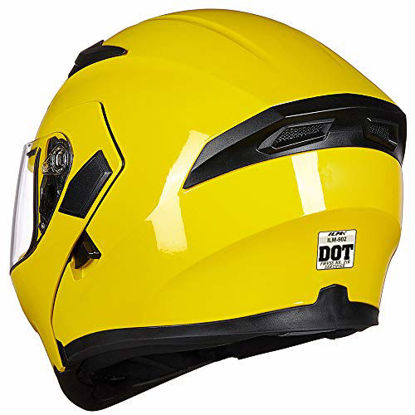 Picture of ILM Motorcycle Dual Visor Flip up Modular Full Face Helmet DOT 6 Colors (XL, YELLOW)