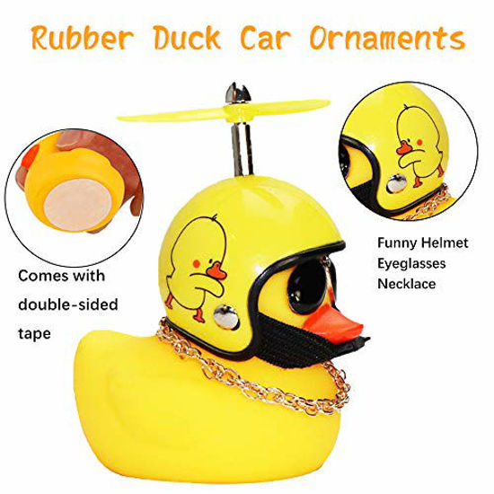 Rubber Duck Toy Car Ornaments Yellow Duck Car Dashboard Decorations with  Propeller Helmet 